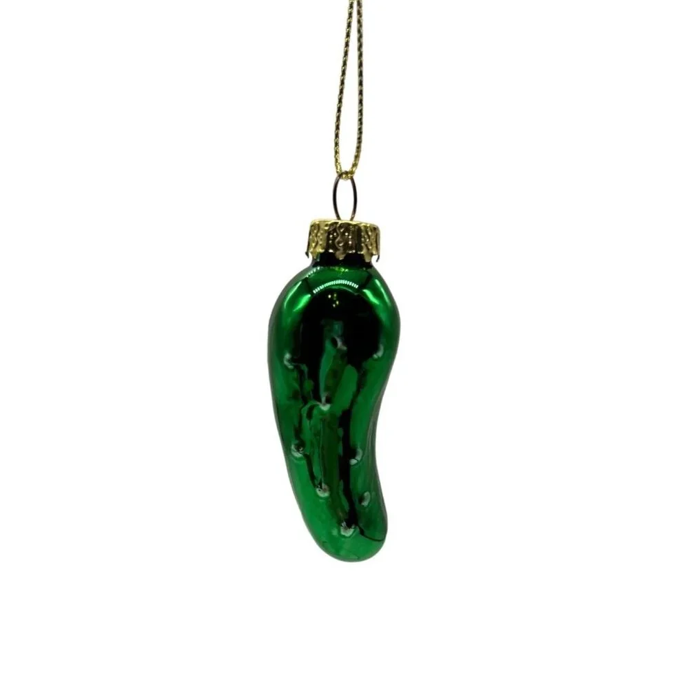 Legend of the Pickle‎ Green Glass Christmas Ornament 2 1/2